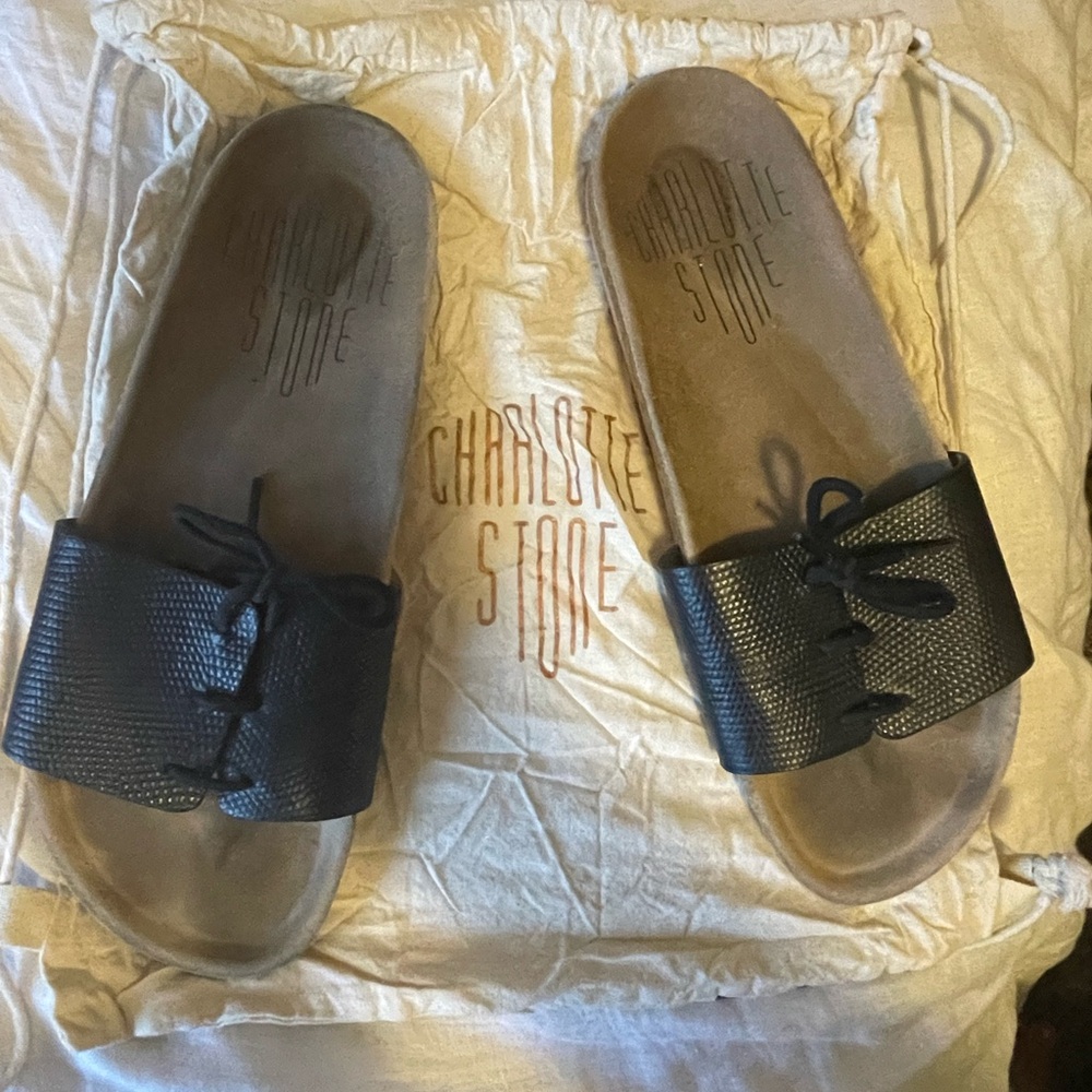 Charlotte Stone tie up sandal slides black 41 10